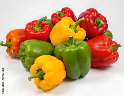 Colorful Assortment of Fresh Bell Peppers Red Green Yellow Orange Healthy Vegetables