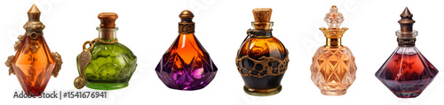 Vintage Glass Bottles with Stoppers for Perfume, Potions or Elixirs – Fantasy Alchemy Design, Decorative Vials, Magical Aesthetic, Fragrance Containers, Collectible Cosmetic Bottles, Elegant Glassware