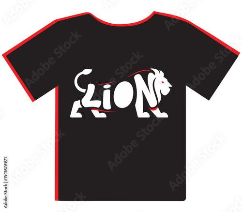 Minimalist Lion Head Outline T-Shirt Design
