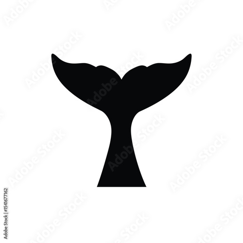 Black Whale Tail Silhouette Vector Icon White Background
