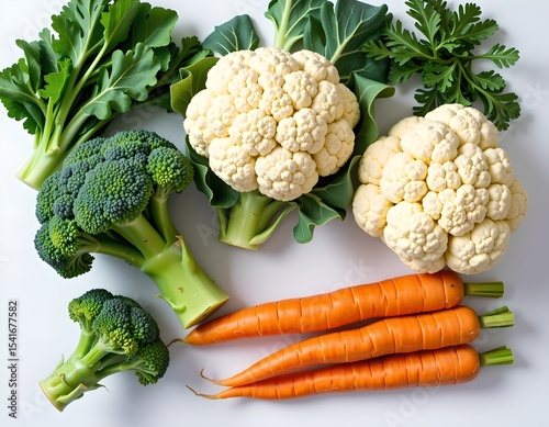 Fresh Organic Vegetables Broccoli Cauliflower Carrots Healthy Eating
