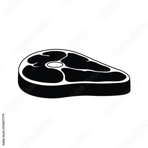 Black Silhouette Vector Steak Icon White Background