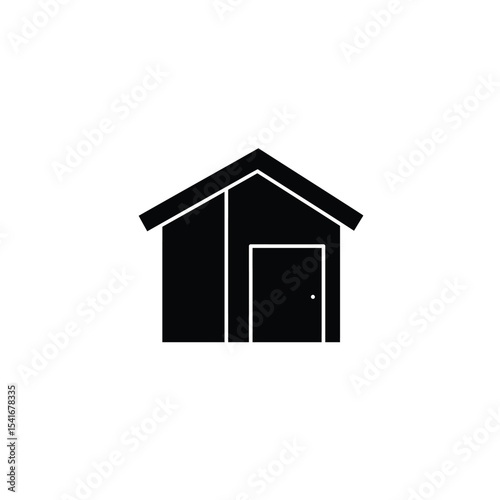 Black Silhouette Woodshed Vector Icon White Background
