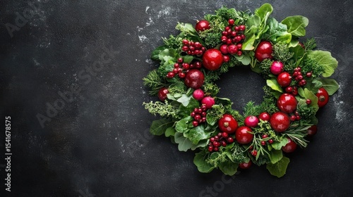 christmas wreath on a wooden background