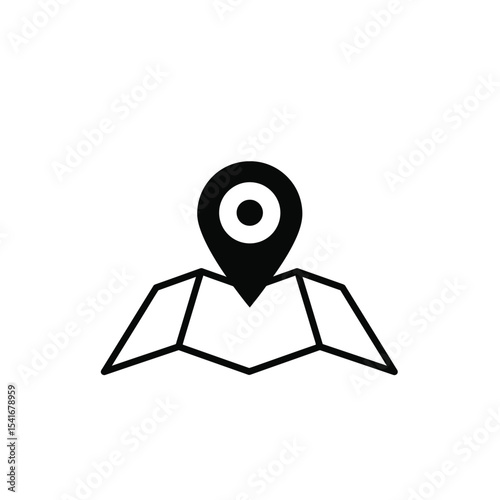 Black Silhouette Vector Map Icon Location Pointer marker