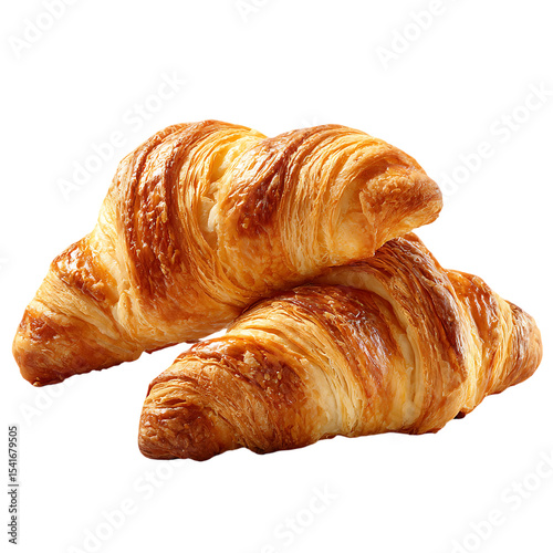 Two golden croissants stacked together.