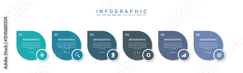 Vector infographic design with 6 options or steps for business concept