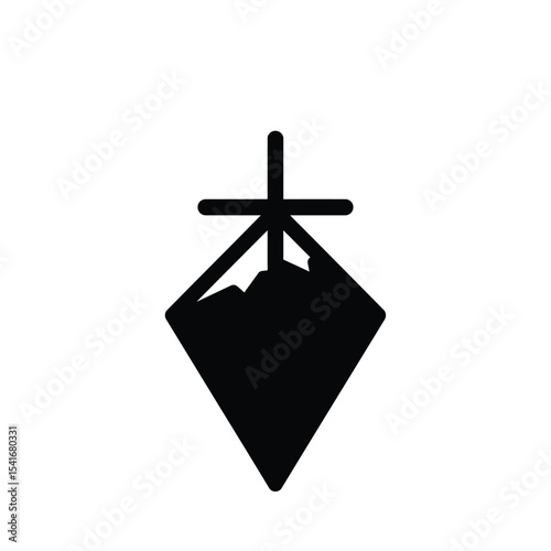 Black Silhouette Vector Elevation Marker Icon White Background