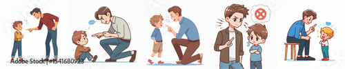 vector character scolding a little child