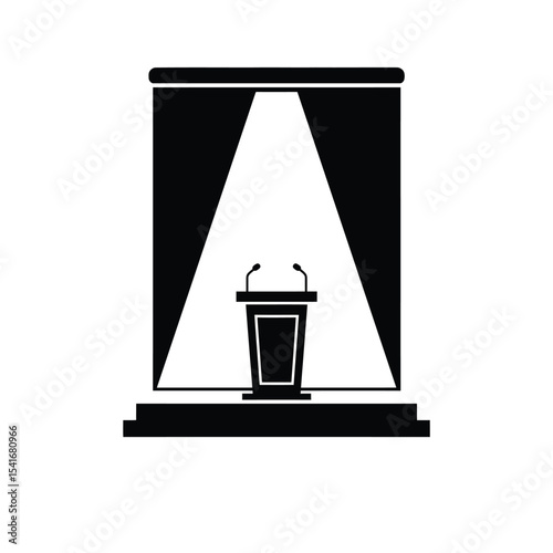 Black Silhouette Award Ceremony Stage Podium Icon vector