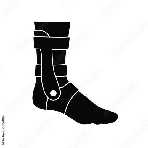 Black Silhouette Vector Ankle Brace Icon support
