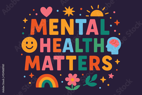 Mental health matters colorful typography design