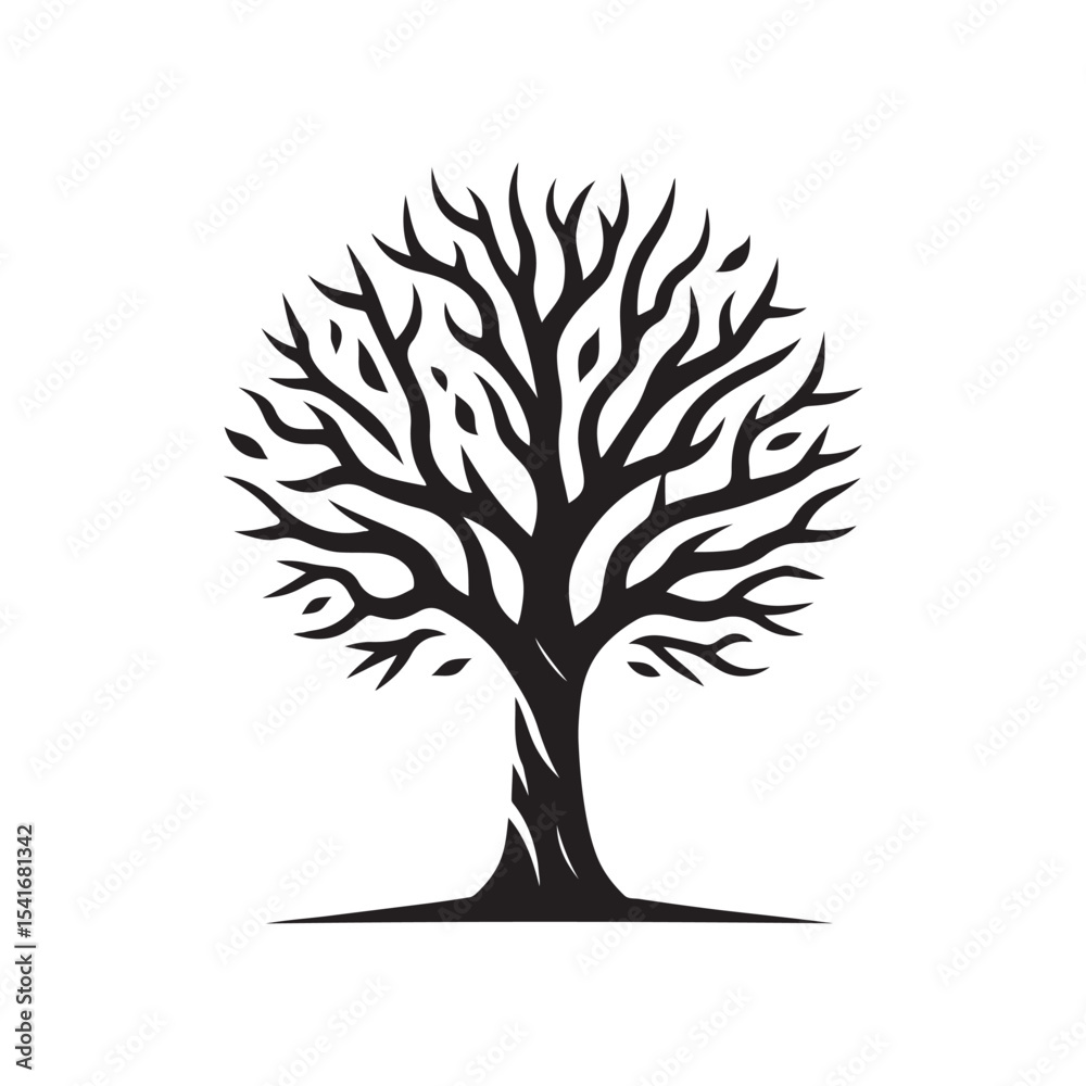 Obraz premium tree vector silhouette clip art logo design illustration. abstract tree sets. minimal tree collections.