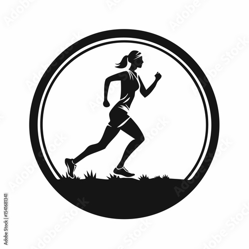 Trail Running Woman Silhouette Logo Designs Vector Stock Vector on white background.