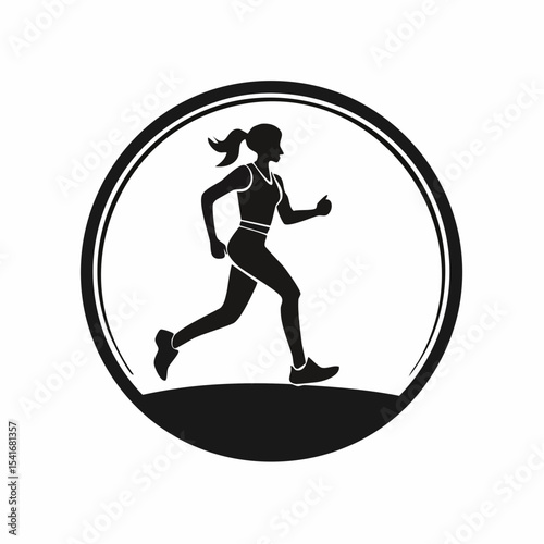 Trail Running Woman Silhouette Logo Designs Vector Stock Vector on white background.