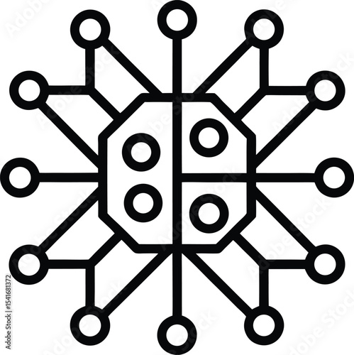 AI Neural Network Icon Outline Vector Illustration
