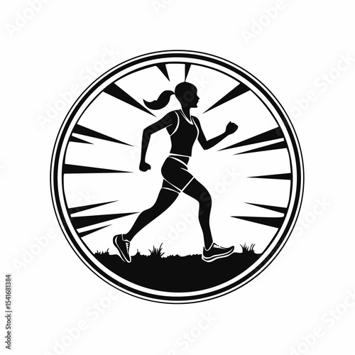 Trail Running Woman Silhouette Logo Designs Vector Stock Vector on white background.