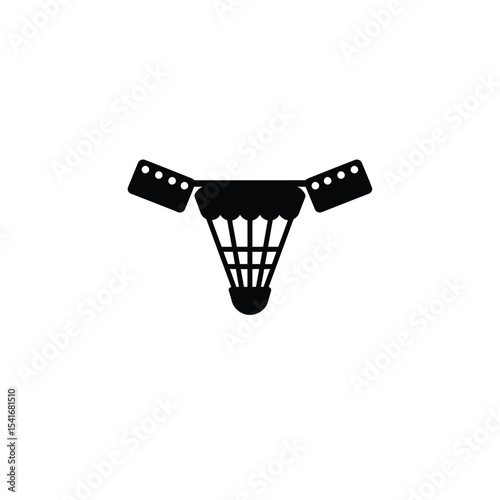 Black Silhouette Badminton Court Lights Vector Icon