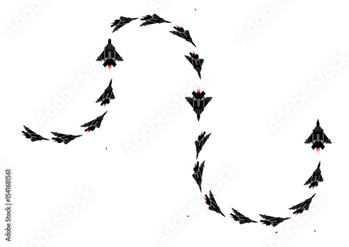 silhouette of a fighter jet, carrying missiles 