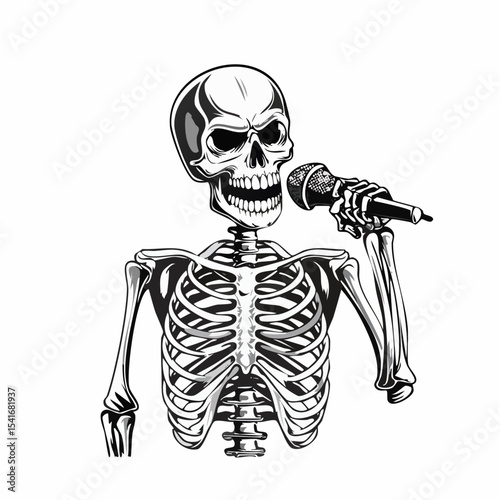 Singing Skeleton Image vector. Singing Skeleton Stock Illustrations