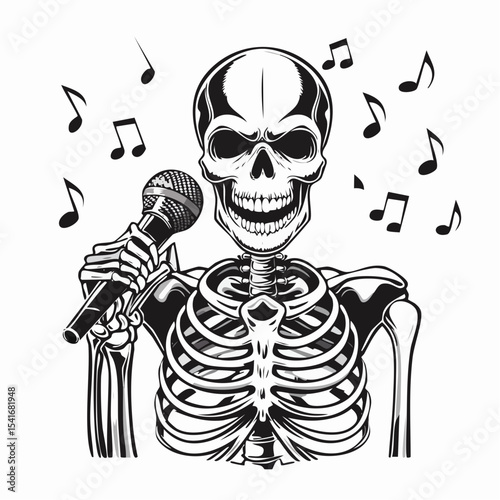 Singing Skeleton Image vector. Singing Skeleton Stock Illustrations