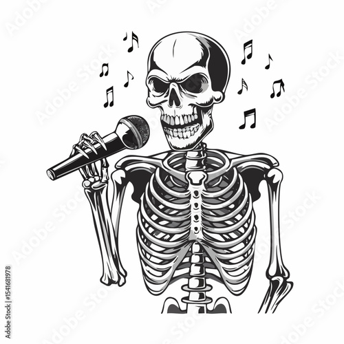 Singing Skeleton Image vector. Singing Skeleton Stock Illustrations