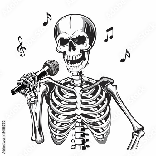 Singing Skeleton Image vector. Singing Skeleton Stock Illustrations