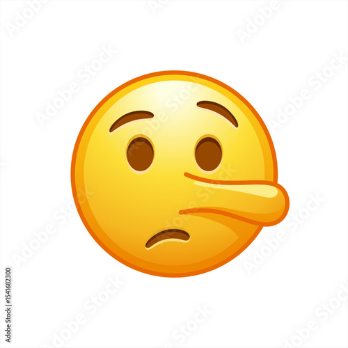 Lying face emoji pinocchio vector long nose illustration, 10 eps.