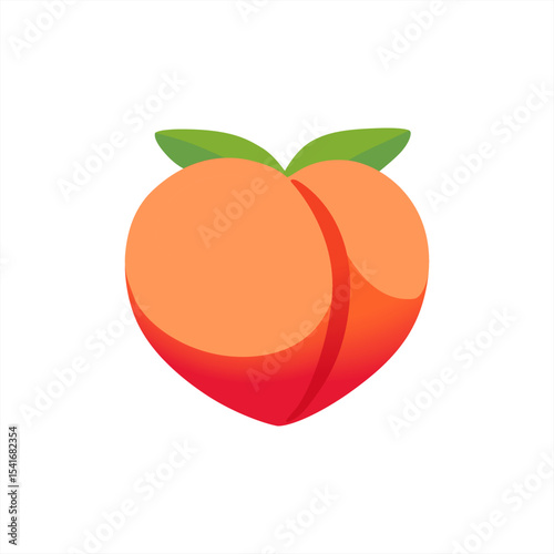 Peach icon. Isolated on white. Peach fruit. Vector illustration, 10 eps.