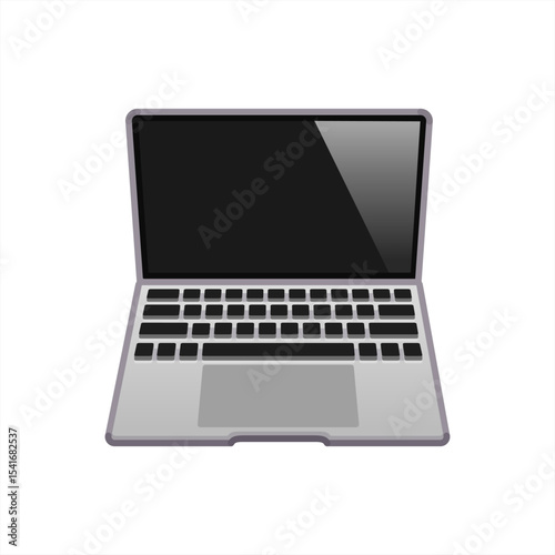 Color trendy modern laptop icon. Cartoon vector image of notebook isolated on white background. Sticker of flat style laptop. Vector 10 eps.