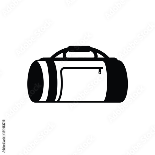 Black Silhouette Vector Duffel Bag Logo Icon