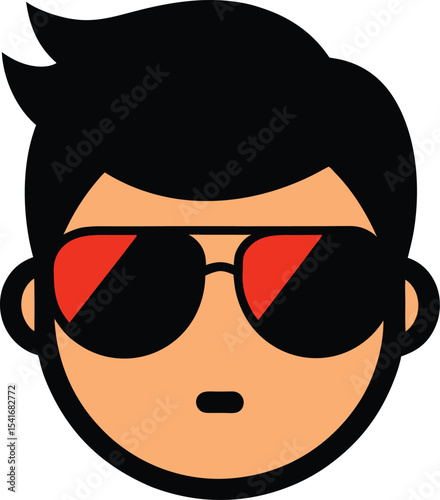 Cool face with aviator sunglasses and raised eyebrows vector illustration