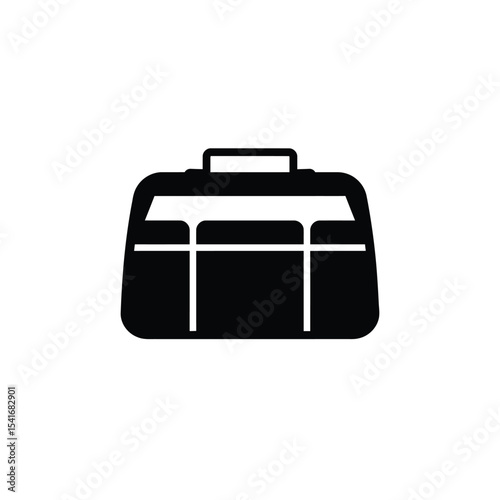 Black Silhouette Vector Bag Three Compartments White Background