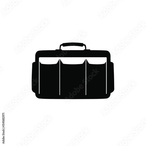 Black Silhouette Vector Bag Three Compartments White Background 1