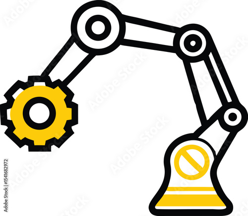 Robot-arm-holding-a-gear  icon Adobe Illustrator Artwork
