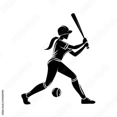 Baseball Player Vector Image. Batting Baseball Player Silhouette Vector.