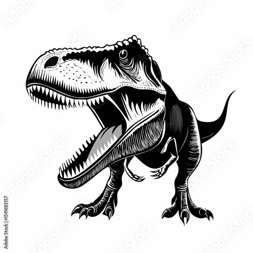 Fierce Tyrannosaurs Rex Dinosaur Roaring Image Vector on white background.