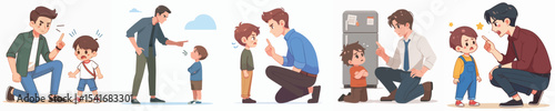vector character scolding a little child