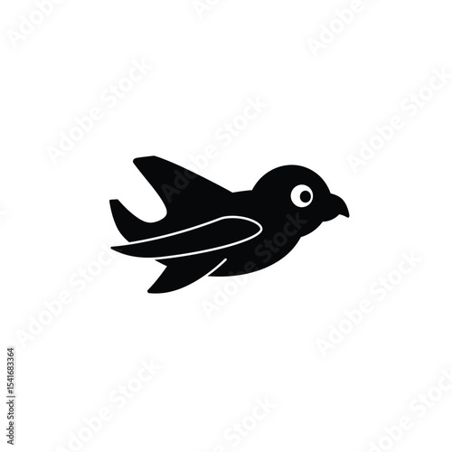 Black Silhouette Birdie Spaceship Vector Icon 1