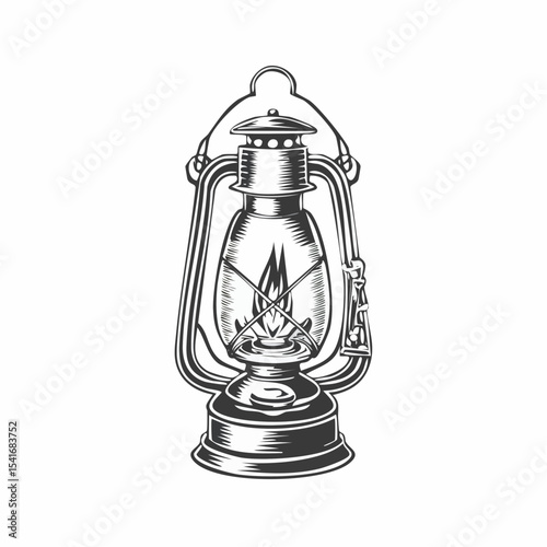 Antique Oil Lamp Lantern Image Vector Isolated on white background.