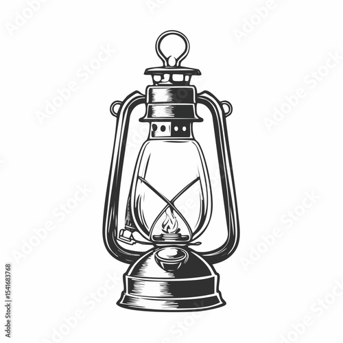 Antique Oil Lamp Lantern Image Vector Isolated on white background.
