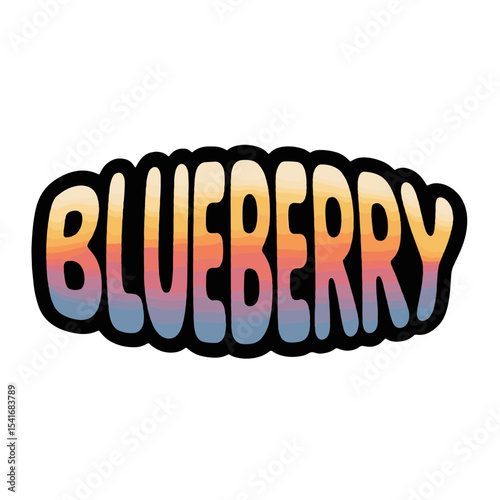 Colorful lettering of blueberry against a dark background showcasing vibrant hues and fun design