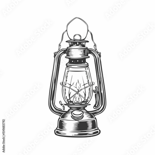 Antique Oil Lamp Lantern Image Vector Isolated on white background.