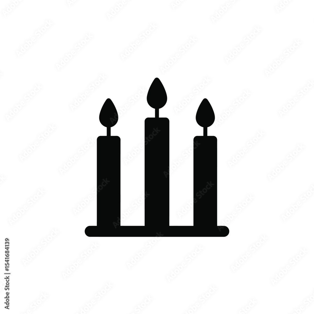 Black Silhouette Three Birthday Candles Vector Icon Black Silhouette Three Birthday Candles Vector Icon