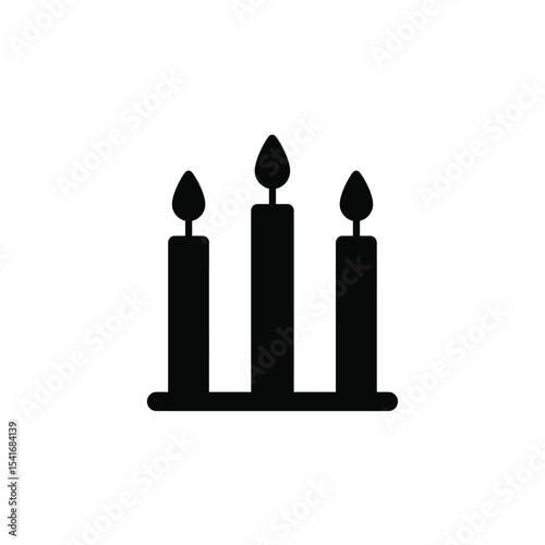 Black Silhouette Three Birthday Candles Vector Icon
