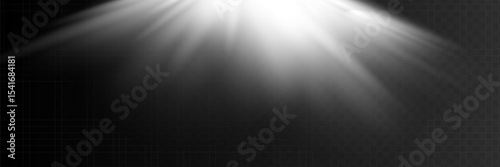 Vector spotlight. Light effect Element of decor. Horizontal stellar rays and searchlight