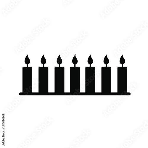 Seven Black Candles Silhouette Vector Icon White Background