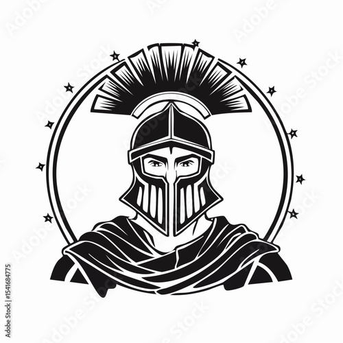 Vintage Gladiator Vector Art Design Stock Vector on white background.