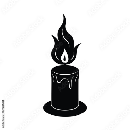 black candle flame light burning wax silhouette