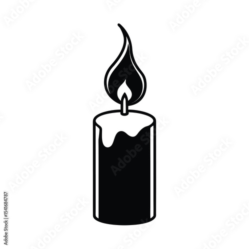 black candle flame light burning wax silhouette